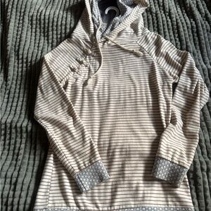 AMPERSAND AVE Striped Cream and Gray Sweater